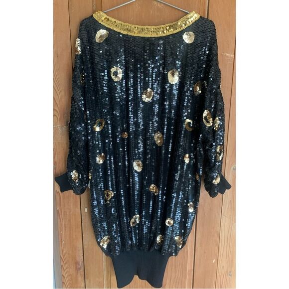 1980’s Gucci style sequin and beaded leopard/tiger dolman dress - Picture 2 of 13
